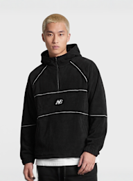 New Balance, Trackside Polar Fleece Hoodie, black, Image 1 of 6
