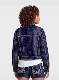 Karl Kani, Retro Cropped Denim Jacket, blue, Image 2 of 4