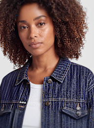 Karl Kani, Retro Cropped Denim Jacket, blue, Image 3 of 4