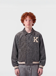 Karl Kani, Retro Patch Corduroy College Jacket, grey, Image 1 of 4