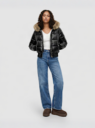 Urban Classics, Bomber Fake Fur Hooded Jacket, black, Image 4 of 4