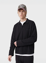 Another Cotton Lab, Another Longsleeve Piqué Polo Shirt, black, Image 1 of 4