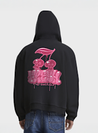 Mister Tee, Fresh to Death Cherries Fluffy Zip Hoody, black, Image 1 of 4