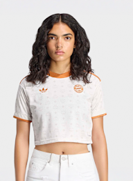 adidas Originals, adidas x FC Bayern x MCM Cropped Jersey, beige, Image 1 of 5