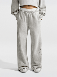 Nike, Studio Fleece Medium Weight Mid-Rise Wide-Leg Pants, grey, Image 1 of 5