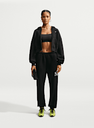 Nike  , Studio Fleece Medium Weight Oversized Crop Full Zip Hoodie, black, Image 5 of 5