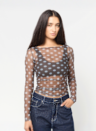 Decibel, Polka Dot Mesh Longsleeve, brown, Image 1 of 3