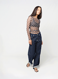 Decibel, Polka Dot Mesh Longsleeve, brown, Image 3 of 3