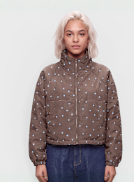 Decibel, Polka Dot Funnel Neck Jacket, brown, Image 1 of 4