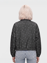 Decibel, Polka Dot Funnel Neck Jacket, black, Image 2 of 4