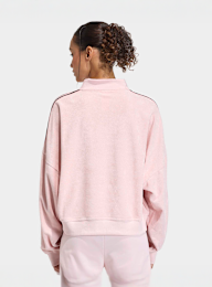adidas Originals, Terry Towel V Neck Long Sleeves Polo Shirt, Pink, Image 2 of 5
