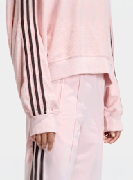 adidas Originals, Terry Towel V Neck Long Sleeves Polo Shirt, Pink, Image 4 of 5