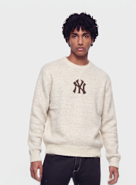 New Era, MLB Large Logo Knit Crew, beige, Image 2 of 3