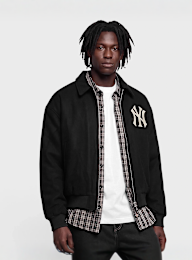New Era, MLB Logo Varsity Jacket, black, Image 1 of 4