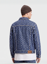 New Era, MLB Logo All-Over-Print Denim Jacket, blue, Image 2 of 4
