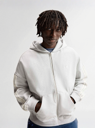 adidas Originals, adiSignature 3 Stripes Full Zip Hoodie, grey, Image 1 of 3