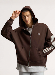 adidas Originals, adiSignature 3 Stripes Full Zip Hoodie, brown, Image 1 of 4