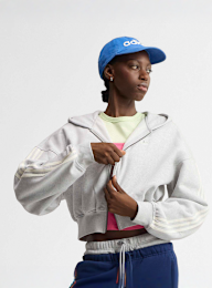 adidas Originals, 3-Stripes Fleece Full-Zip Hoodie, grey, Image 1 of 7