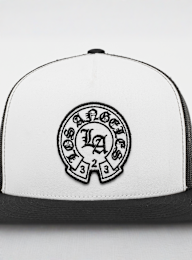 Mister Tee, MT4191 LA Dynasty Patch Classic Trucker Cap, white, Image 4 of 4
