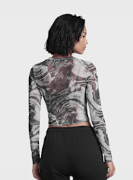 Off-White, fitted crop top black white swirl, grey, Image 2 of 4