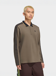 adidas Originals, 3-Stripes Longsleeve Polo, brown, Image 1 of 5