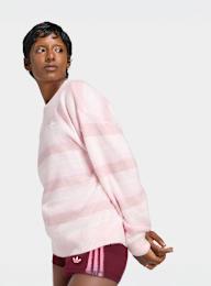 adidas Originals, Knit Essentials Striped Sweatshirt, Pink, Image 1 of 5