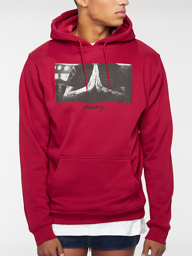 Mister Tee, Hooded-Sweatshirt Pray, rood, Afbeelding 5 van 5