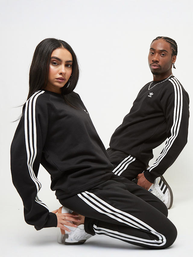 adidas Originals, adicolor 3-Stripes Crew Sweatshirt, zwart, Afbeelding 1 van 4