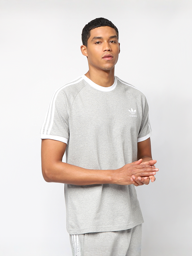 adidas Originals, 3-Stripes Tee medium grey heather, grey, Image 2 of 5
