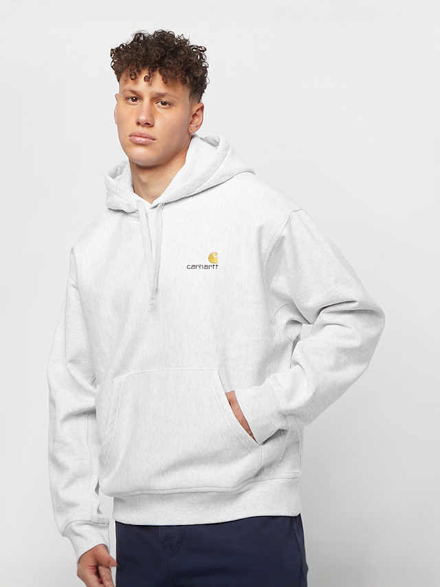 Carhartt WIP, Hooded American Script Sweatshirt, grey, Image 1 of 5