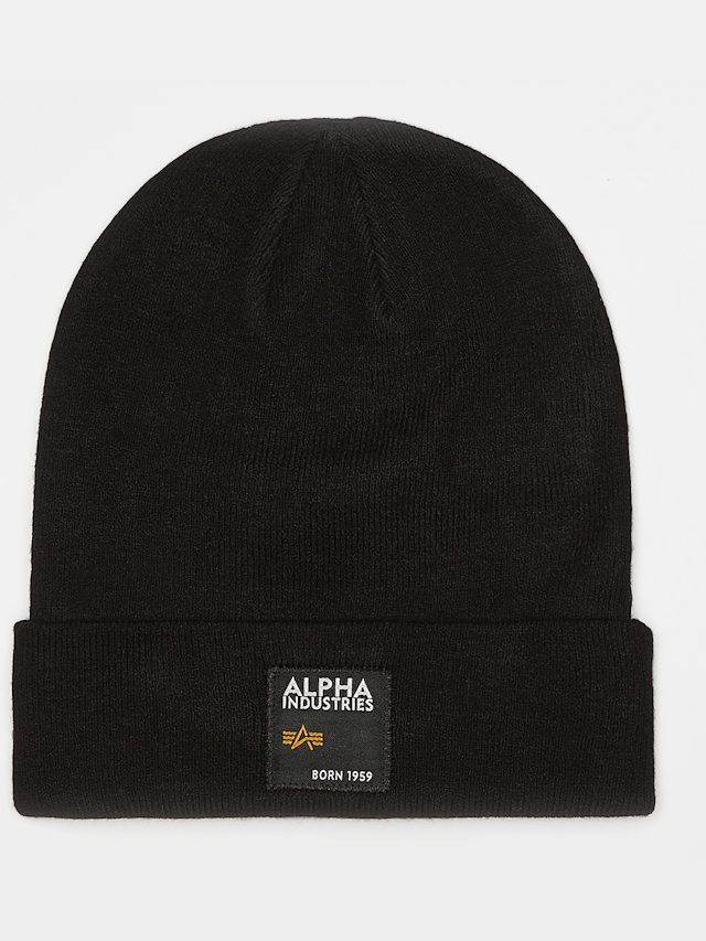 Alpha Industries, Label Beanie, zwart, Afbeelding 1 van 3
