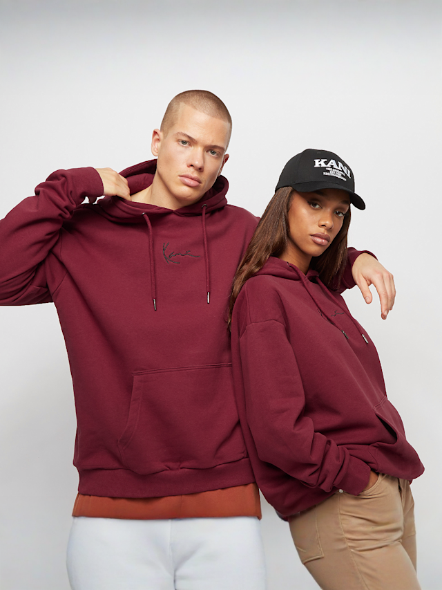 Karl Kani, Small Signature Essential Hoodie dark red, red, Image 1 of 4