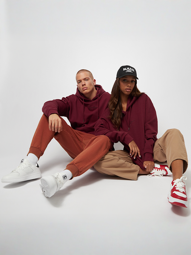 Karl Kani, Small Signature Essential Hoodie dark red, red, Image 4 of 4