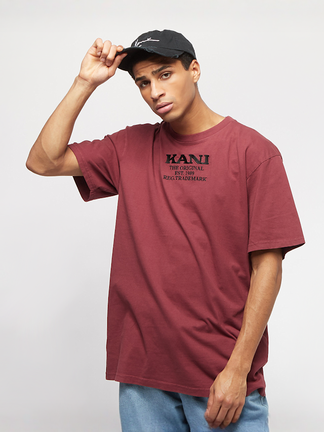 Karl Kani, KK Signature Stripe Block Tee red/navy/dark green, czerwony, Obraz 1 z 4