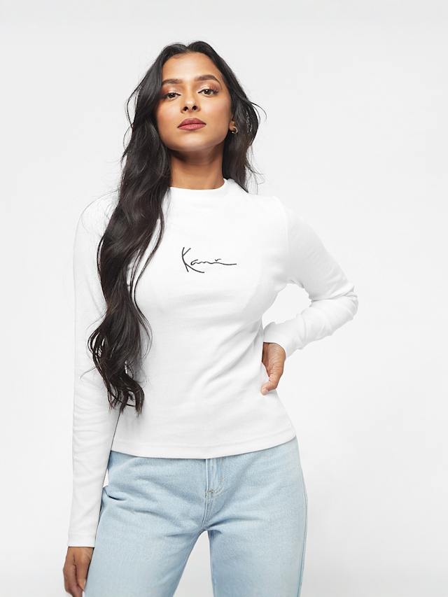 Karl Kani, Small Signature Rib Long Sleeve, wit, Afbeelding 1 van 4