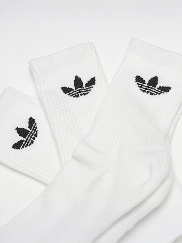 adidas Originals, Cushioned Trefoil Mid-Cut Crew Socks 3 Pairs, multi-colour, Image 2 of 2