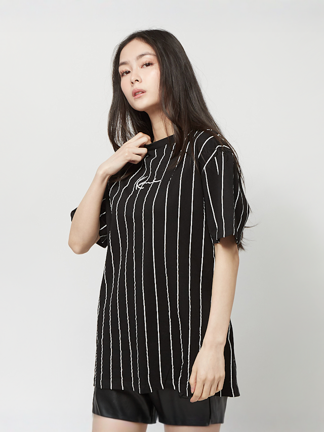 Karl Kani, Small Signature Essential Pinstripe OS Tee, zwart, Afbeelding 1 van 4