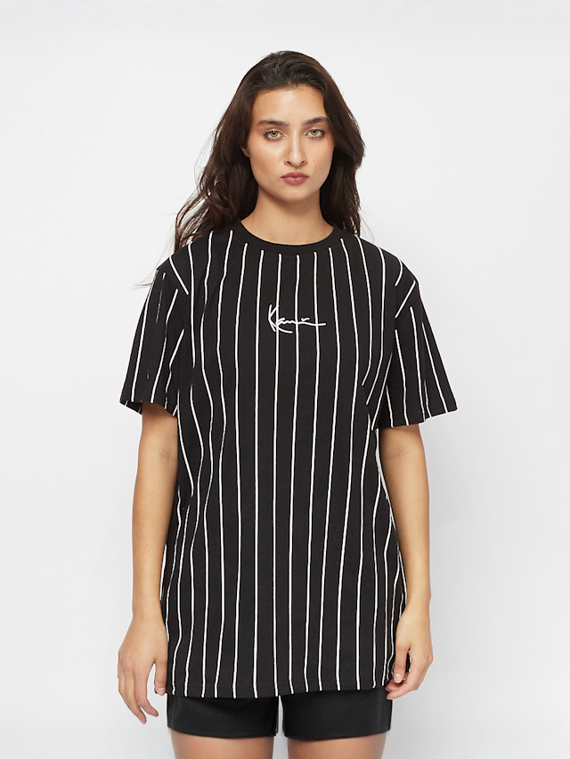 Karl Kani, Small Signature Essential Pinstripe OS Tee black/white, black, Image 1 of 4