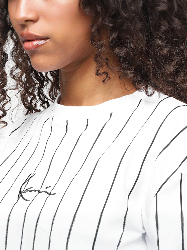 Karl Kani, Small Signature Essential Pinstripe OS Tee, white, Image 3 of 4