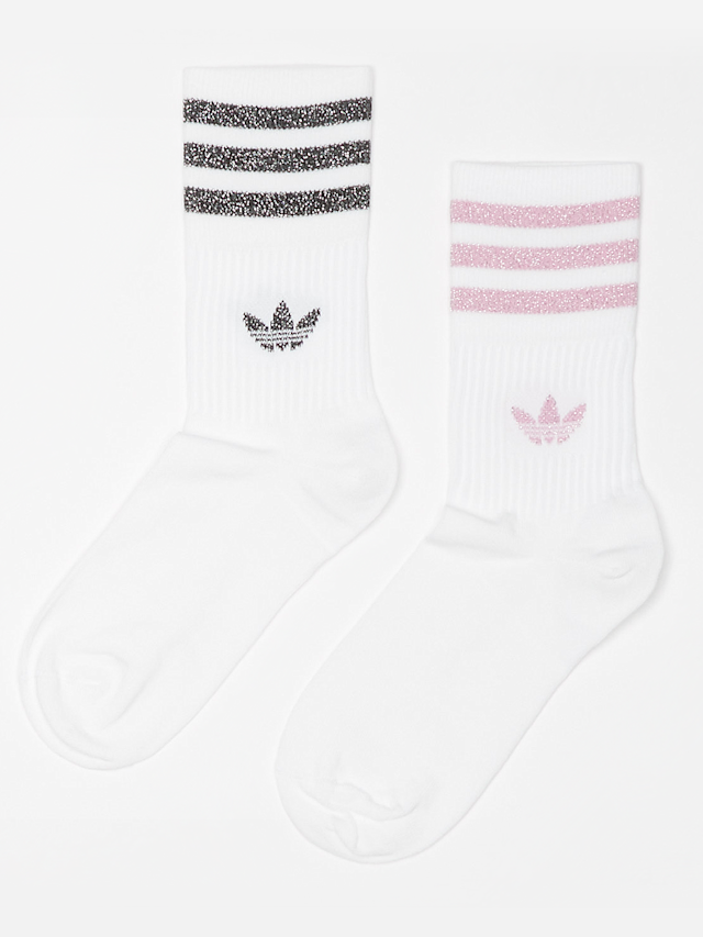 adidas Originals, 2 PACK - Glitter Crew Socks, white, Image 1 of 2
