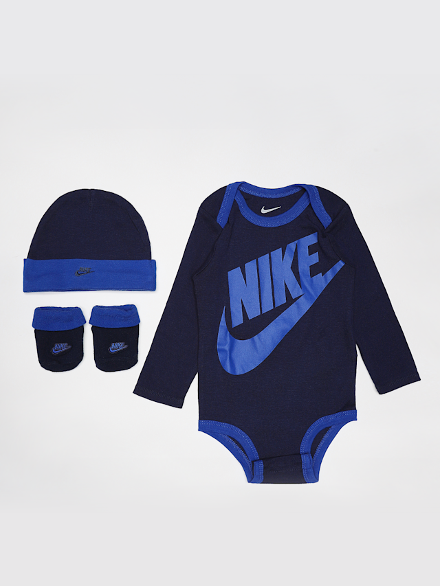 Nike, Futura Logo Hat/Bodysuit/Bootie (3 Piece), blauw, Afbeelding 1 van 2