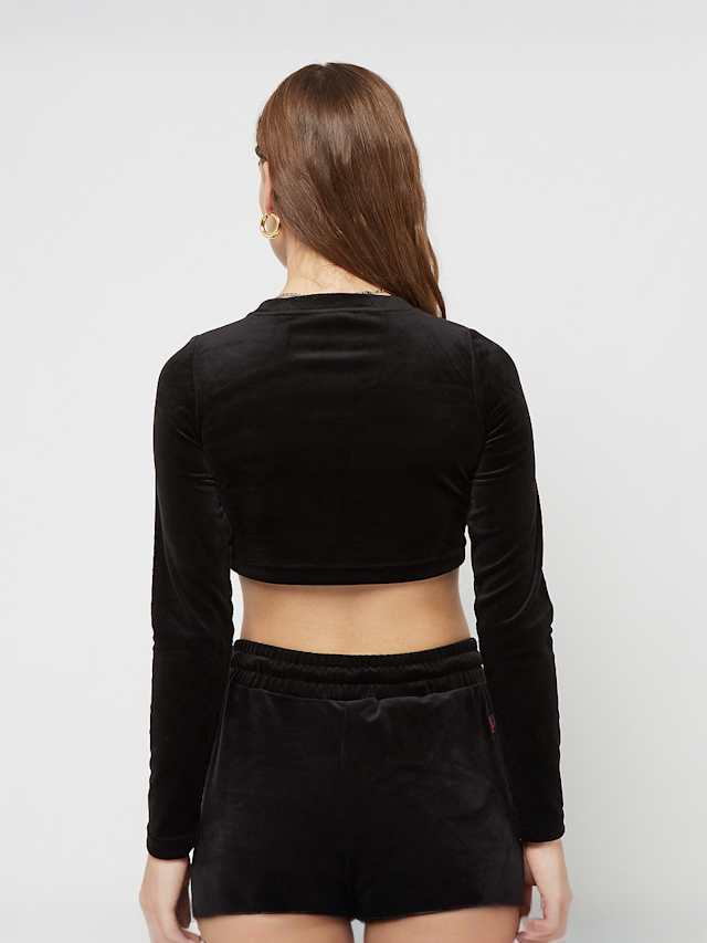 FUBU, Old English Rhinestone Velours Long Sleeve, czarny, Obraz 2 z 5