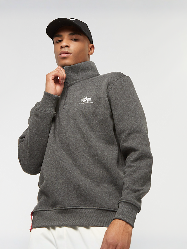 Alpha Industries, Half Zip Sweater Small Logo, wit, Afbeelding 1 van 6