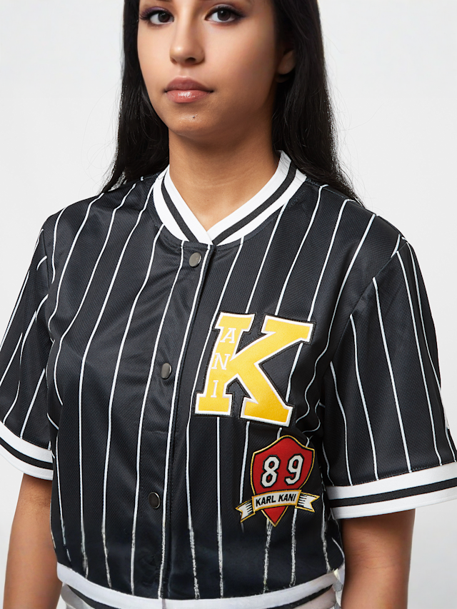 Karl Kani, Retro Patch Pinstripe Baseball Shirt, zwart, Afbeelding 3 van 5