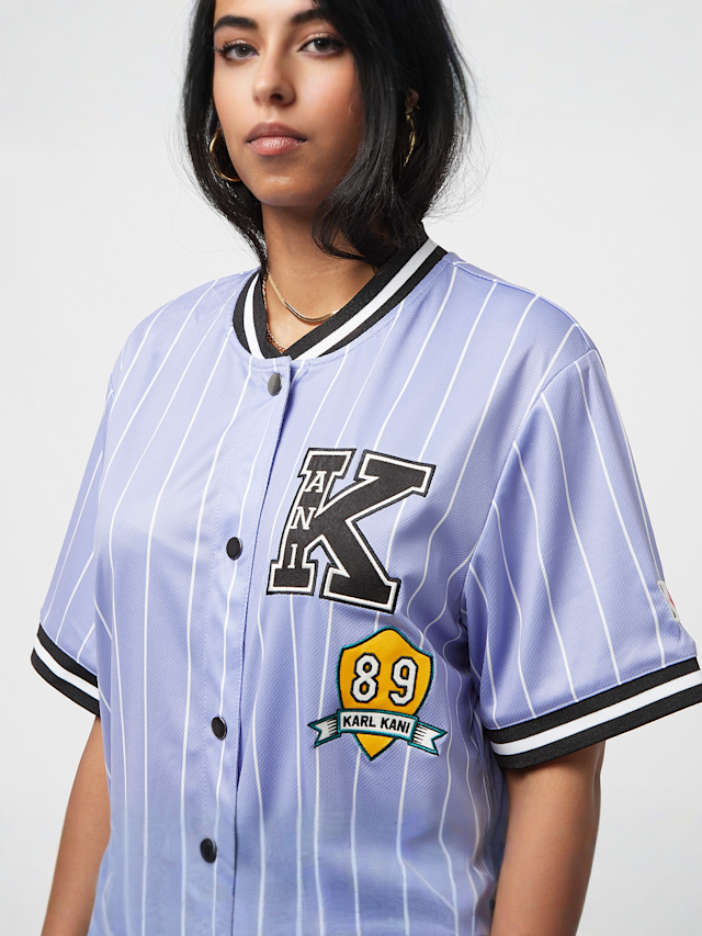 Karl Kani, Retro Patch Pinstripe Baseball Shirt, roze, Afbeelding 3 van 5