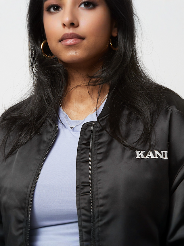 Karl Kani, Chest Retro Satin Bomber Jacket, zwart, Afbeelding 3 van 5