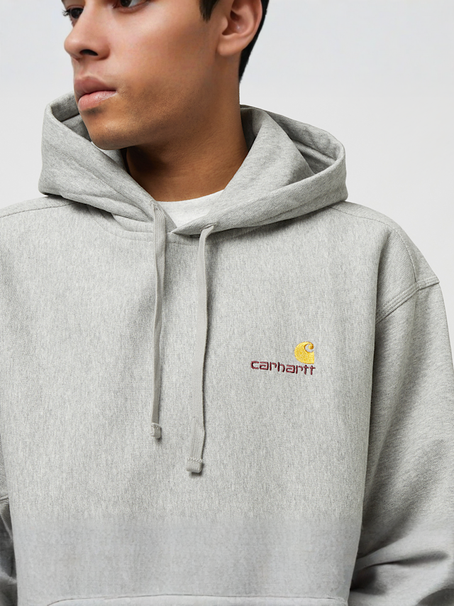 Carhartt WIP, Hooded American Script Sweat, grey, Image 3 of 5