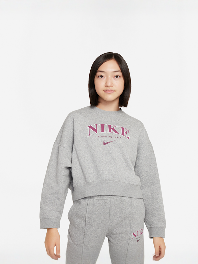 Nike, JUNIOR G NSW TREND FLC CREW PRNT, grijs, Afbeelding 1 van 4