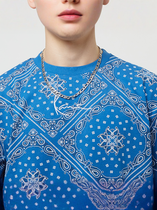 Karl Kani, Small Signature Paisley Tee, blauw, Afbeelding 3 van 5