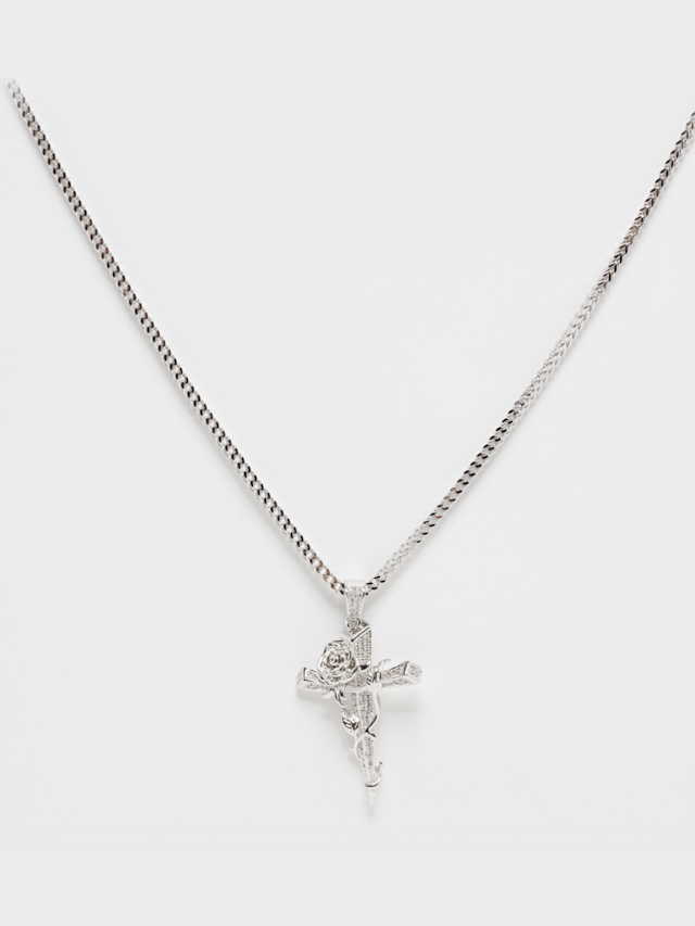 King Ice, Rose Thorned Cross Necklace 1.9'', goud, Afbeelding 1 van 2